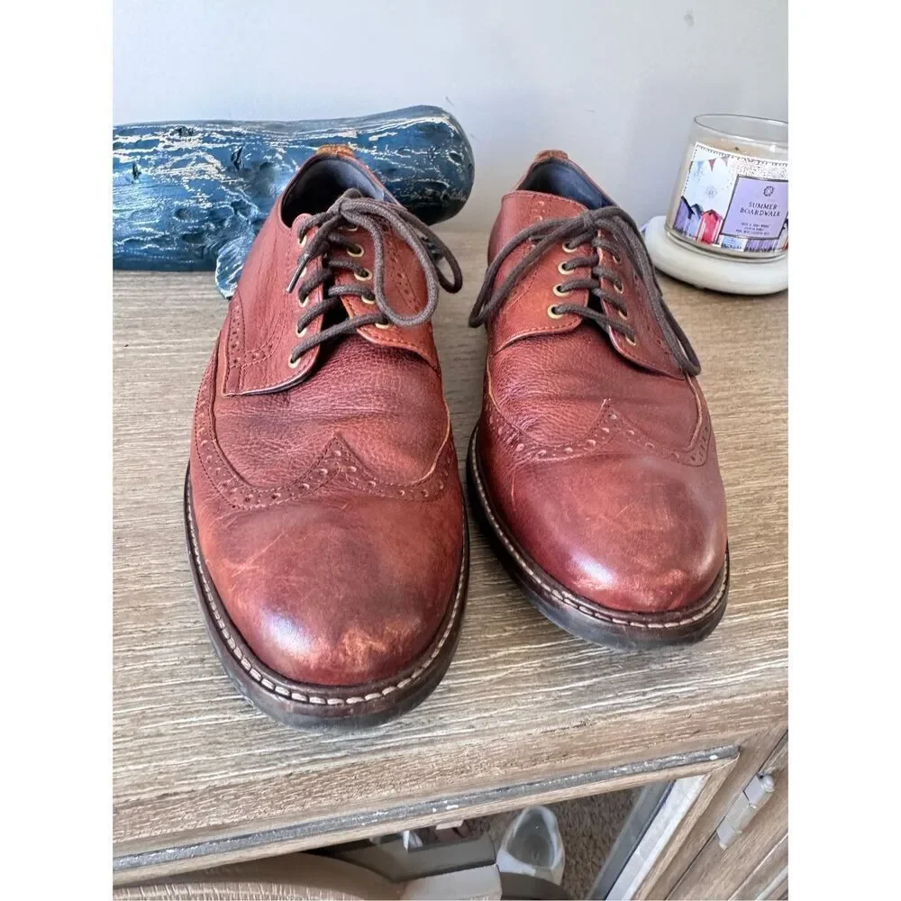 COLE‎ HAAN Grand.Os WATSON Brown Pebble Leather Wingtip Oxford Size 11.5